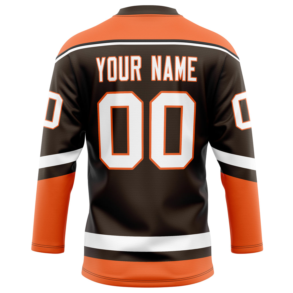 Personalized Brown & Orange Solid Colour Hockey Jersey