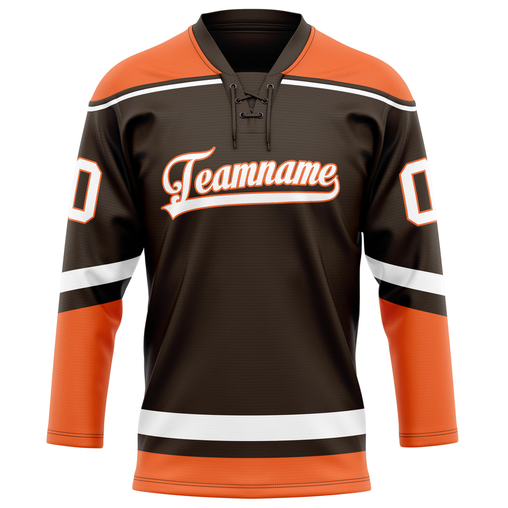 Personalized Brown & Orange Solid Colour Hockey Jersey