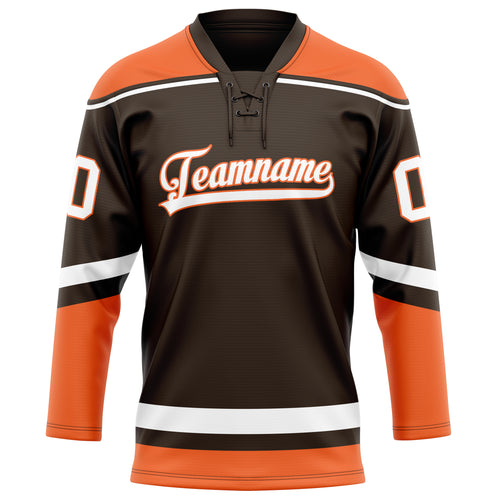 Personalized Brown & Orange Solid Colour Hockey Jersey
