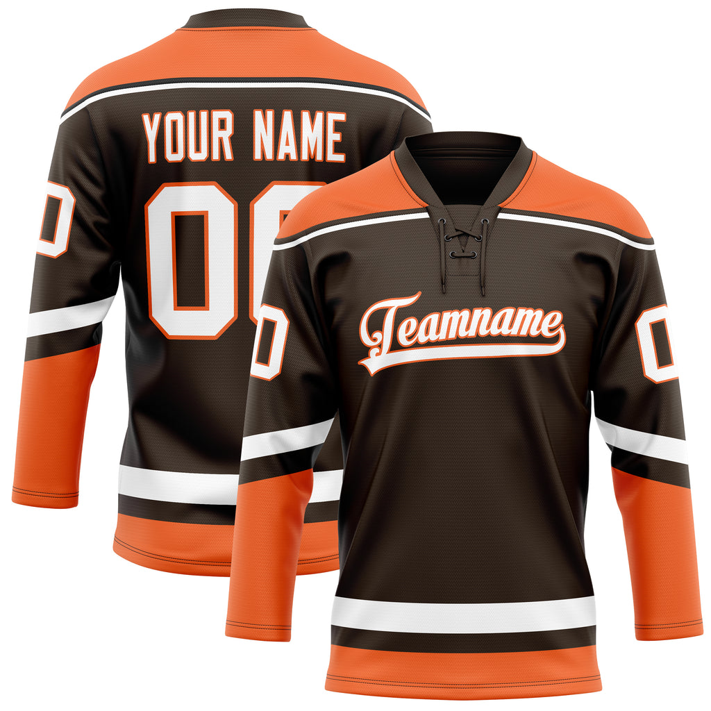 Personalized Brown & Orange Solid Colour Hockey Jersey