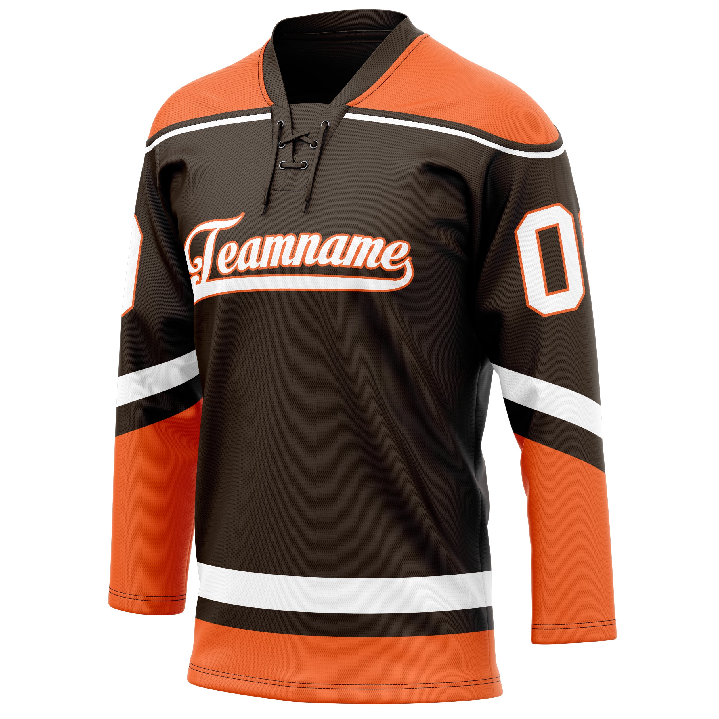 Personalized Brown & Orange Solid Colour Hockey Jersey
