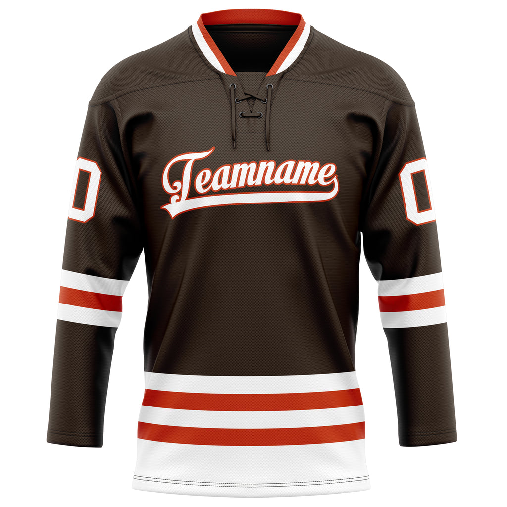 Personalized Brown & White Solid Colour Hockey Jersey