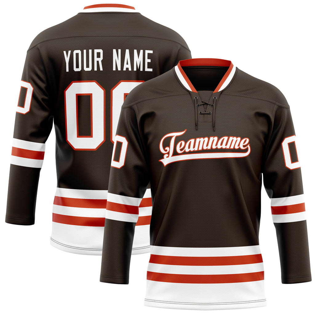 Personalized Brown & White Solid Colour Hockey Jersey