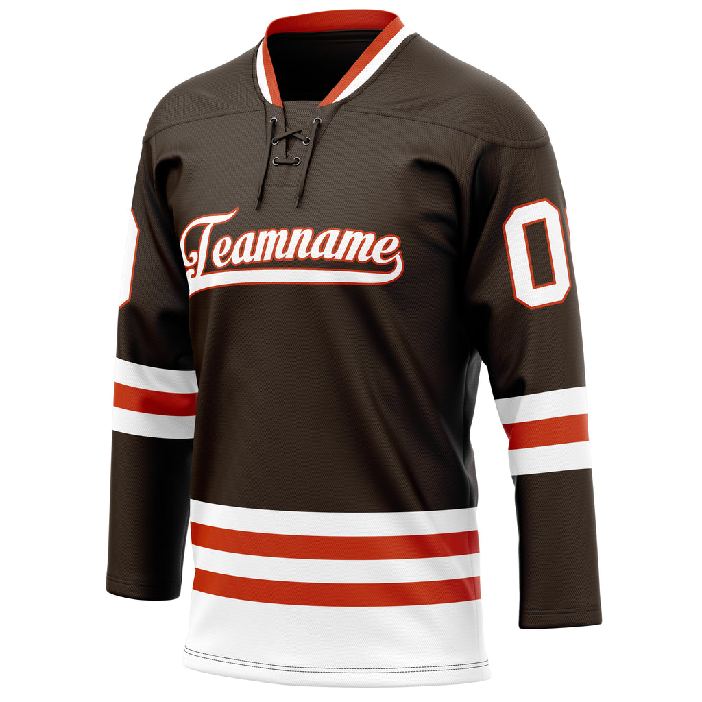 Personalized Brown & White Solid Colour Hockey Jersey