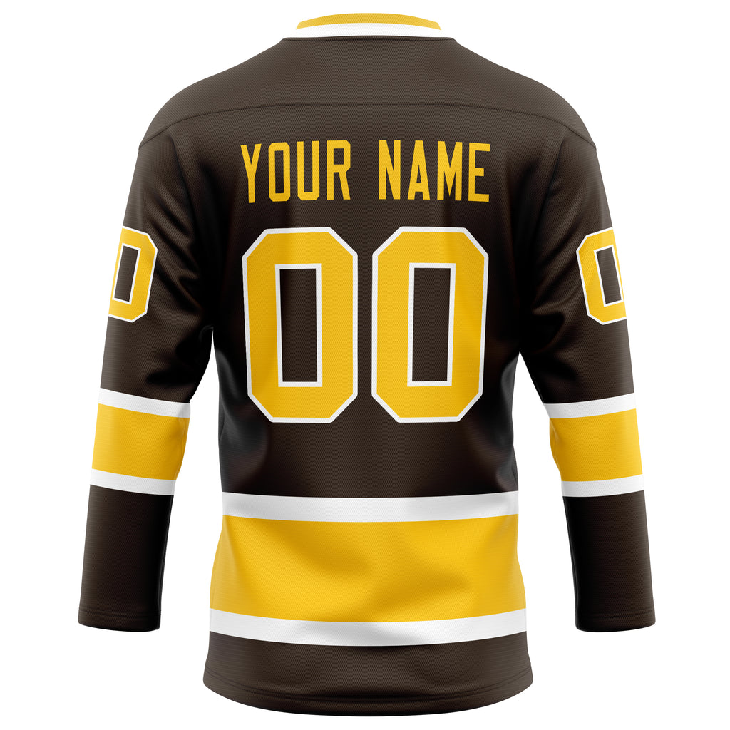 Personalized Brown & Gold Solid Colour Hockey Jersey
