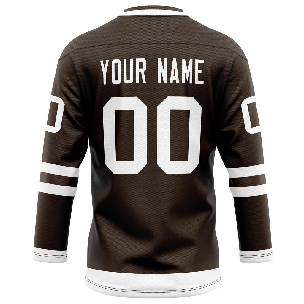 Personalized Brown & White Solid Colour Hockey Jersey