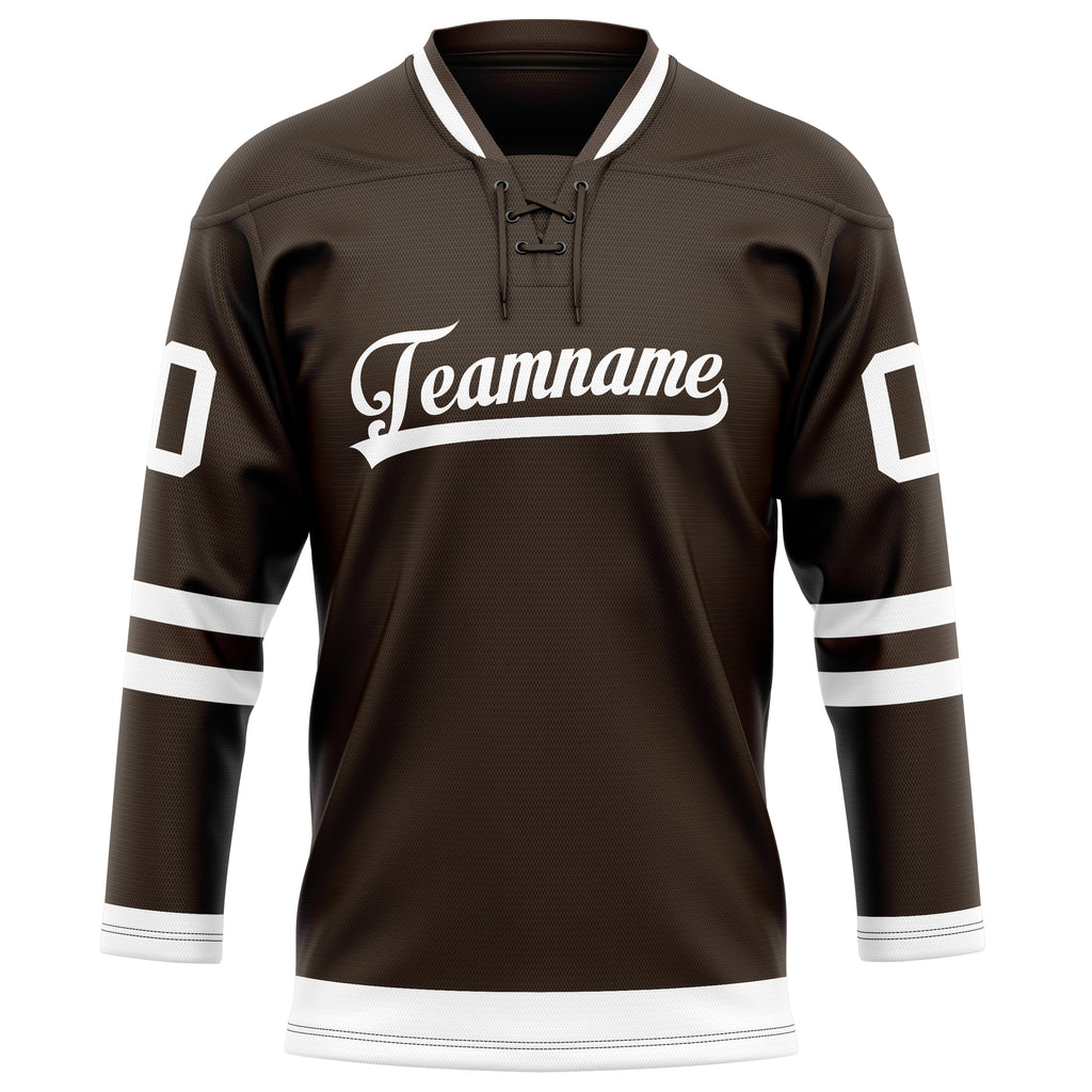 Personalized Brown & White Solid Colour Hockey Jersey