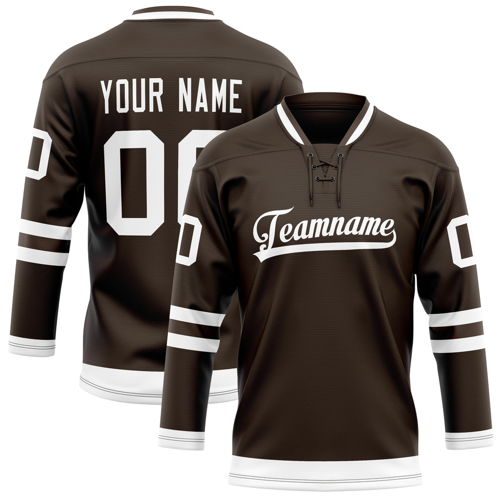 Personalized Brown & White Solid Colour Hockey Jersey