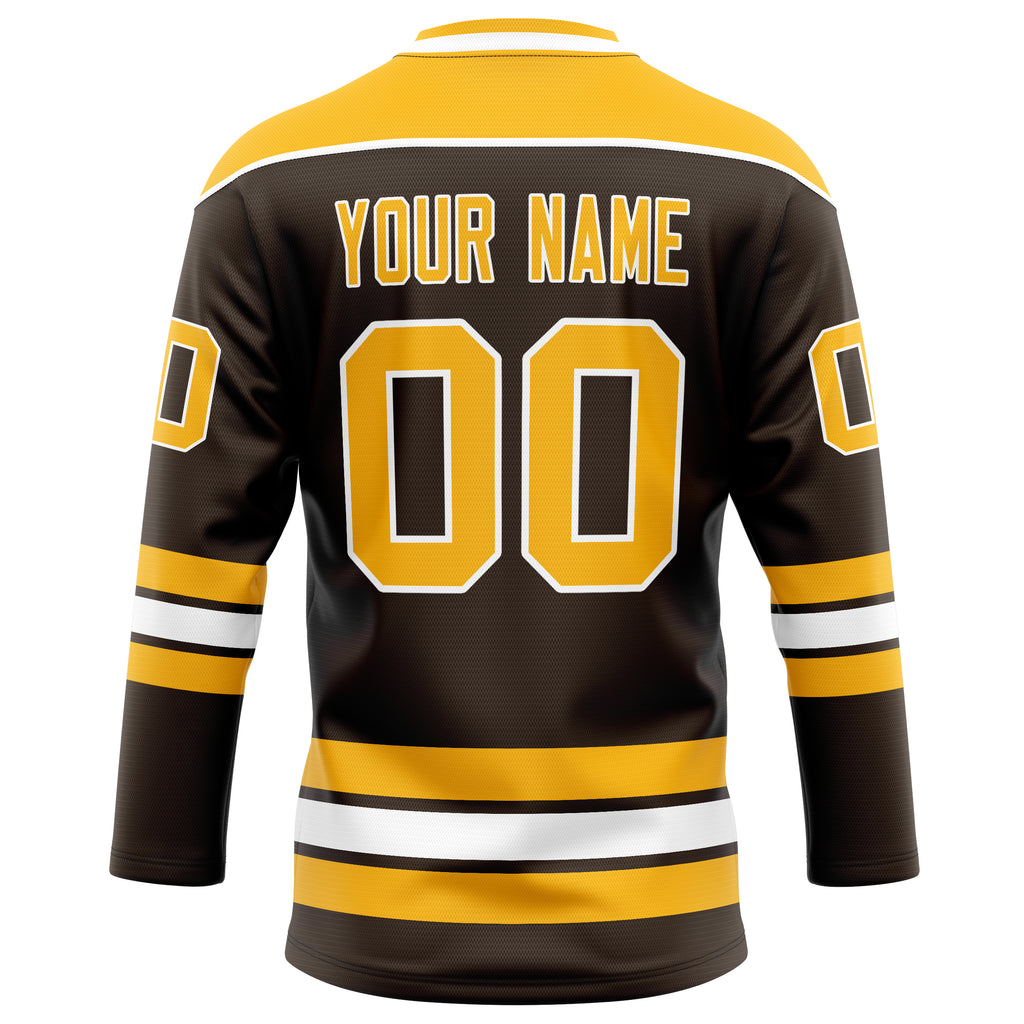 Personalized Brown & Gold Solid Colour Hockey Jersey