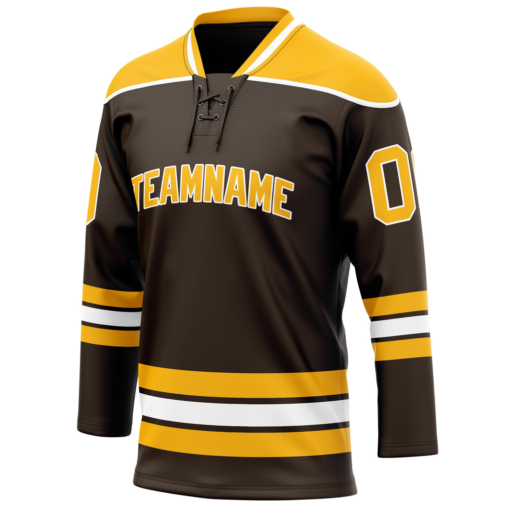 Personalized Brown & Gold Solid Colour Hockey Jersey
