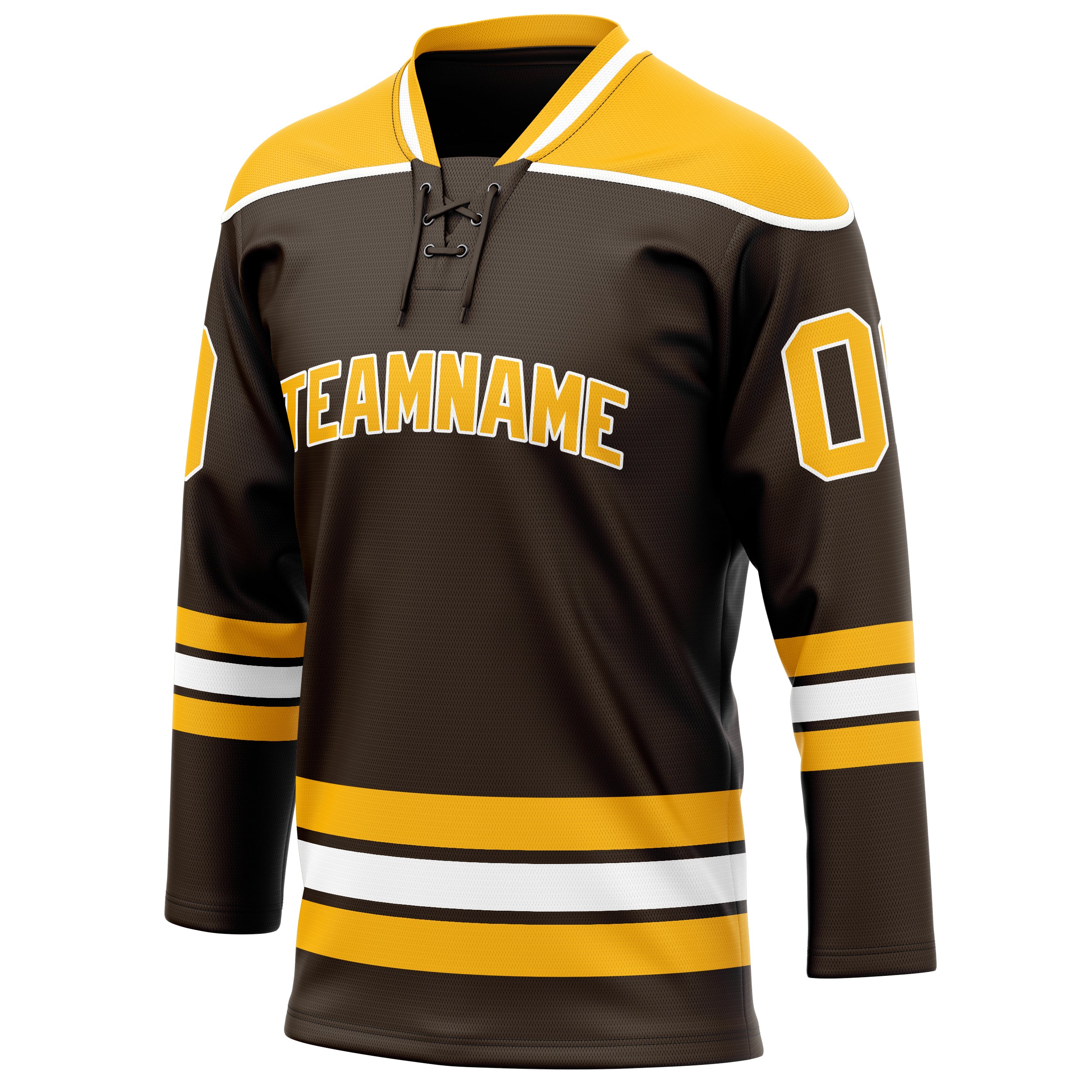 Personalized Brown & Gold Solid Colour Hockey Jersey