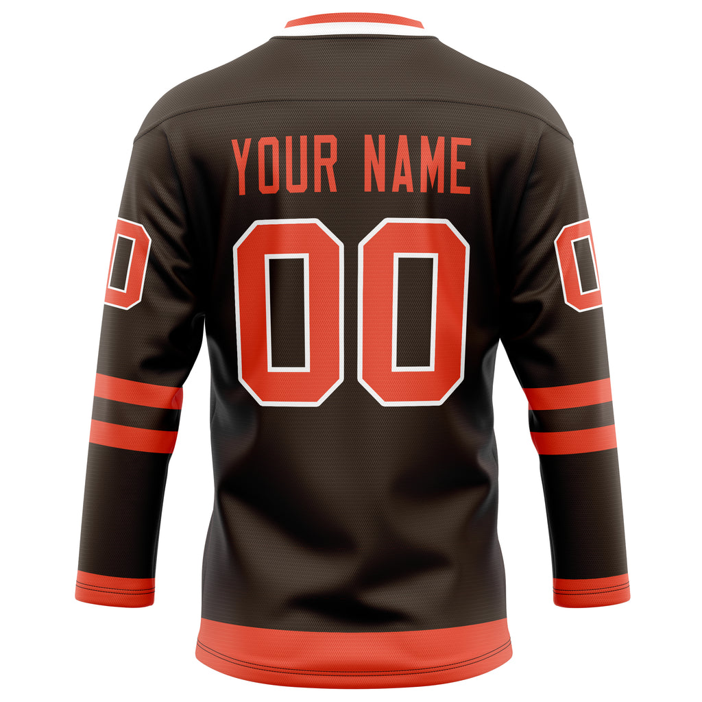 Personalized Brown & Orange Solid Colour Hockey Jersey