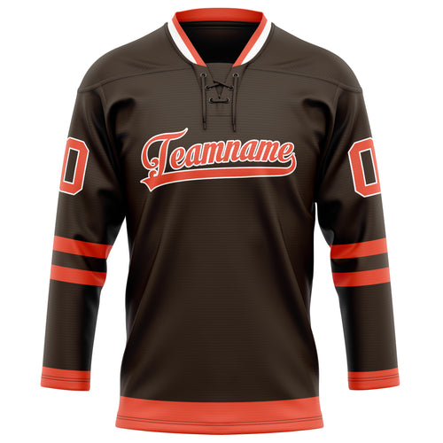 Personalized Brown & Orange Solid Colour Hockey Jersey
