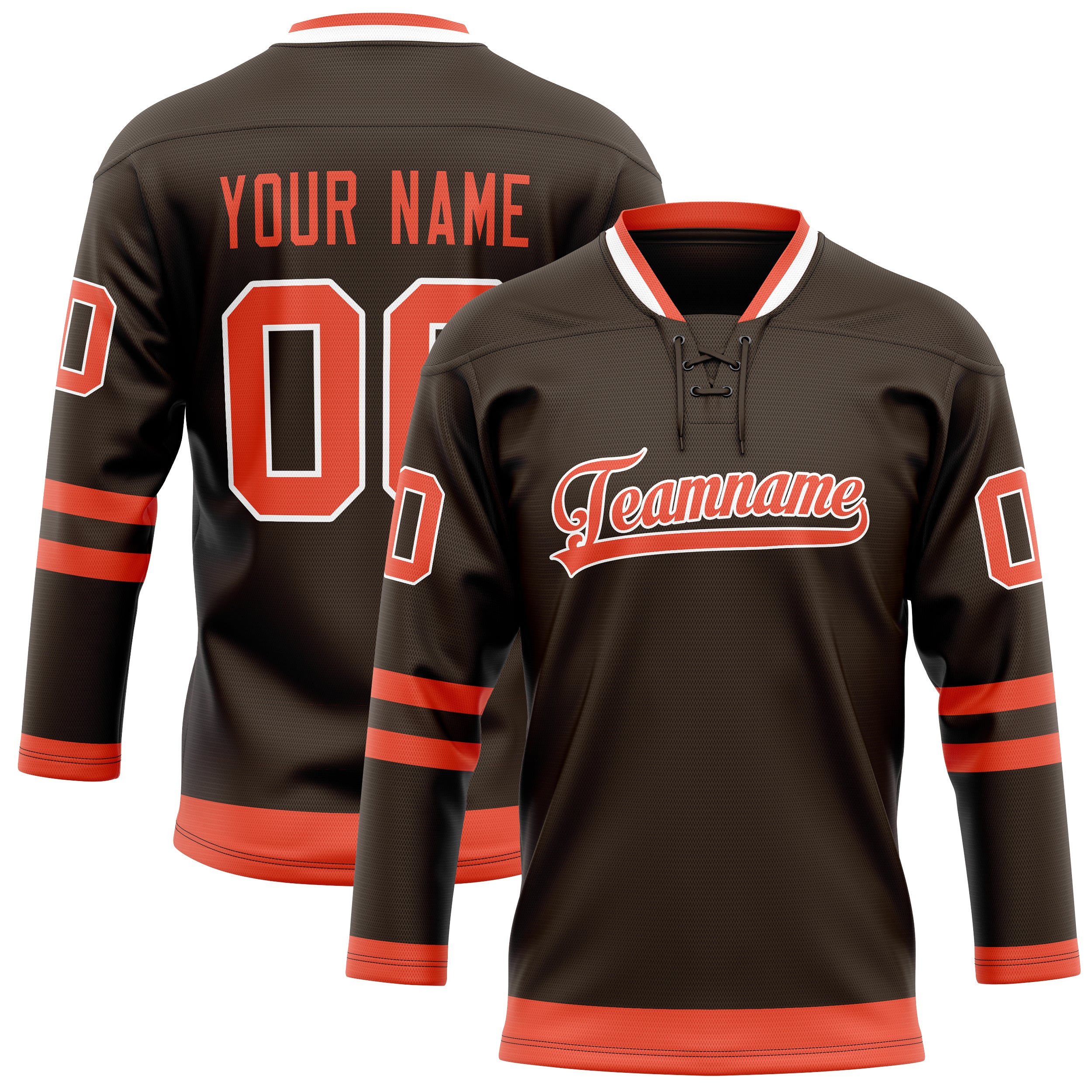 Personalized Brown & Orange Solid Colour Hockey Jersey