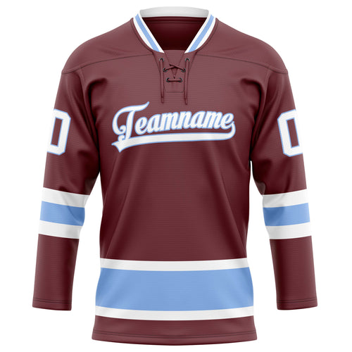 Personalized Brown & Light Blue Solid Colour Hockey Jersey