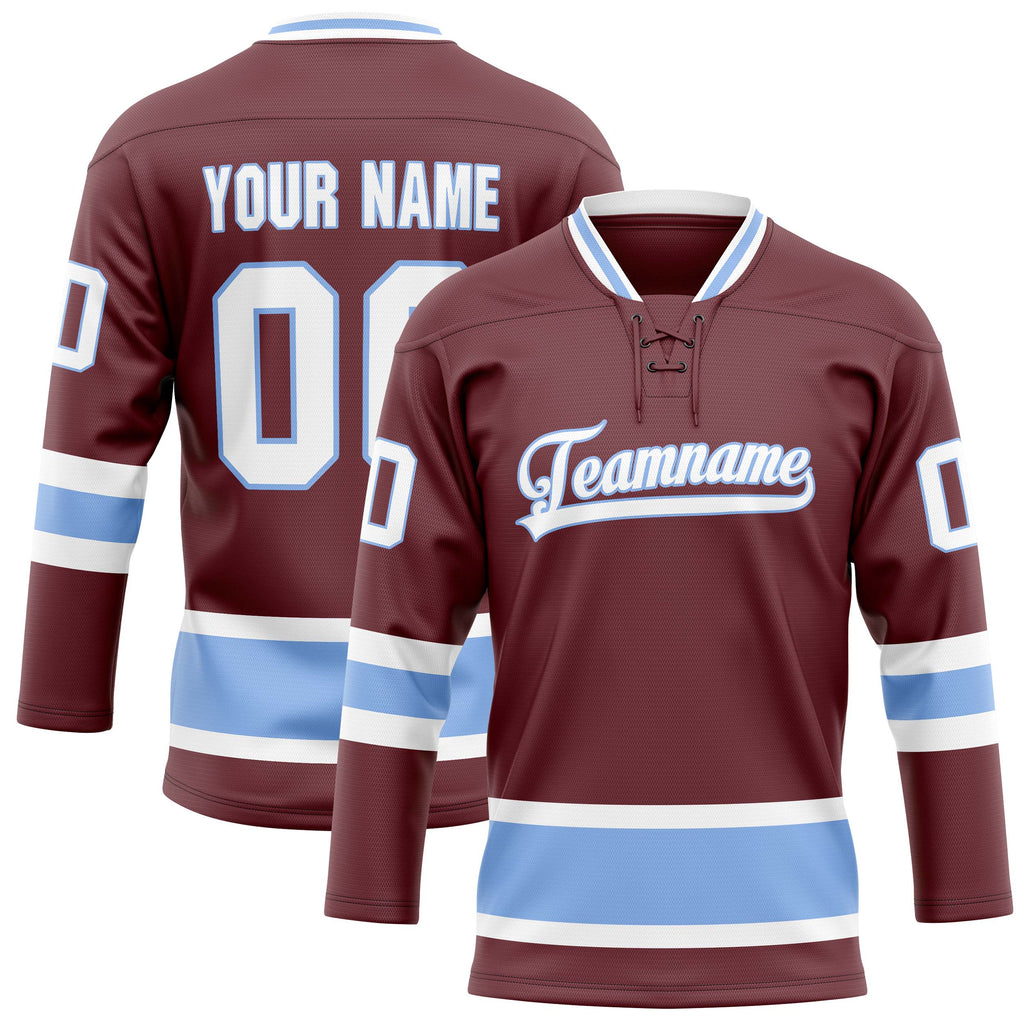 Personalized Brown & Light Blue Solid Colour Hockey Jersey
