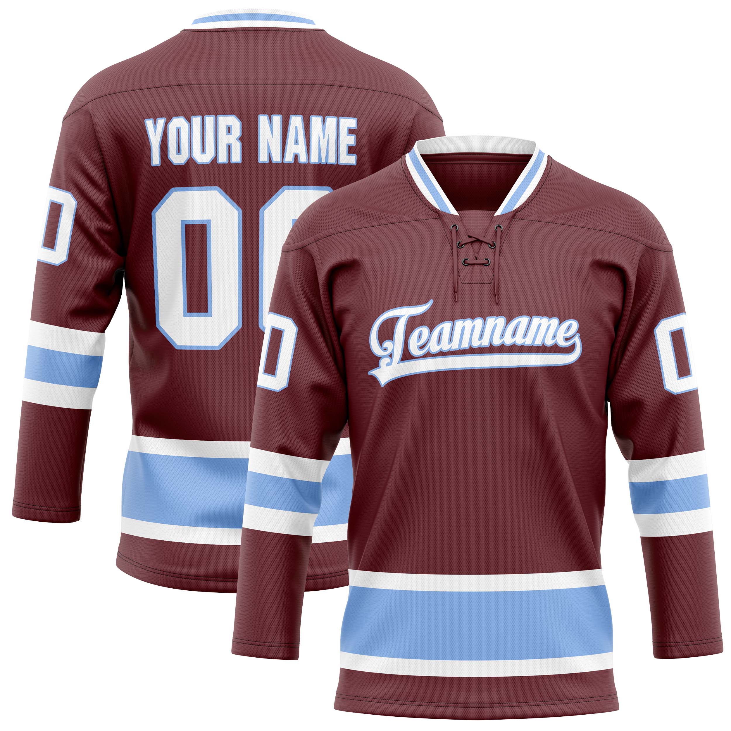 Personalized Brown & Light Blue Solid Colour Hockey Jersey