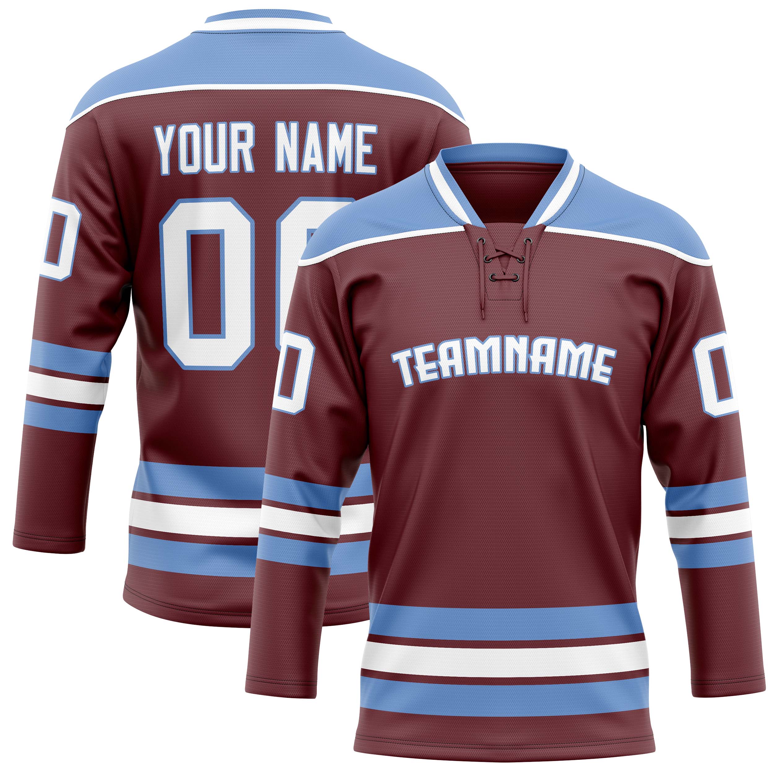 Personalized Brown & Light Blue Solid Colour Hockey Jersey