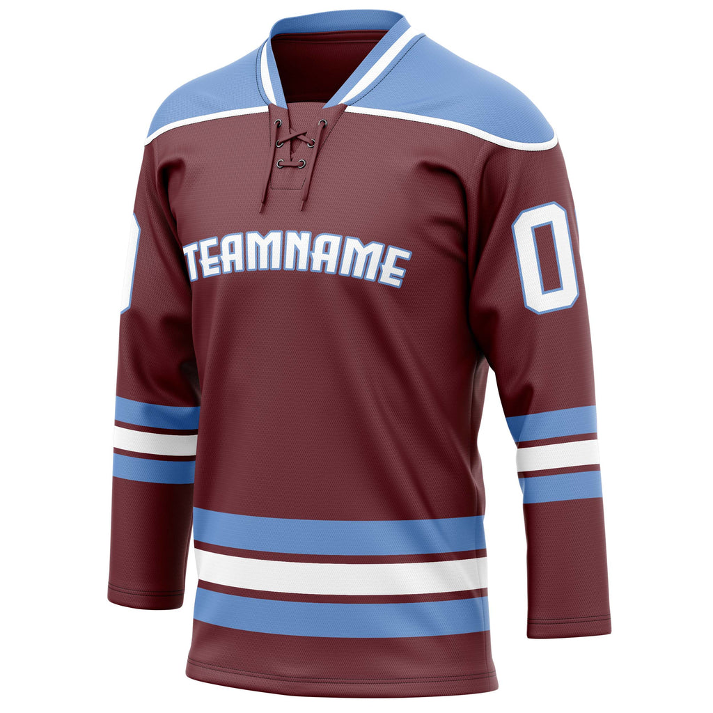 Personalized Brown & Light Blue Solid Colour Hockey Jersey