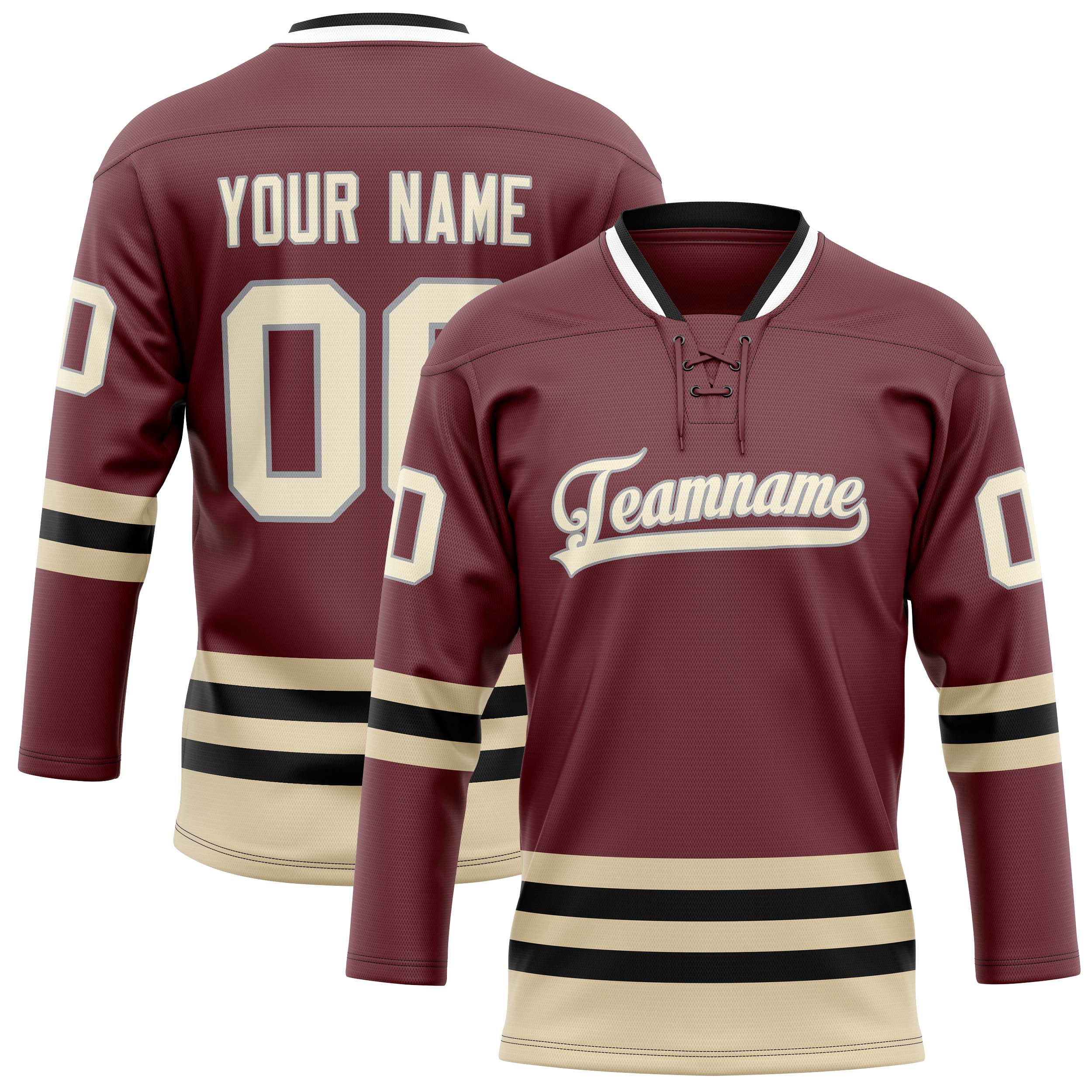 Personalized Brown & Cream Solid Colour Hockey Jersey
