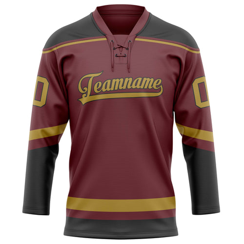 Personalized Brown & Old Gold Solid Colour Hockey Jersey