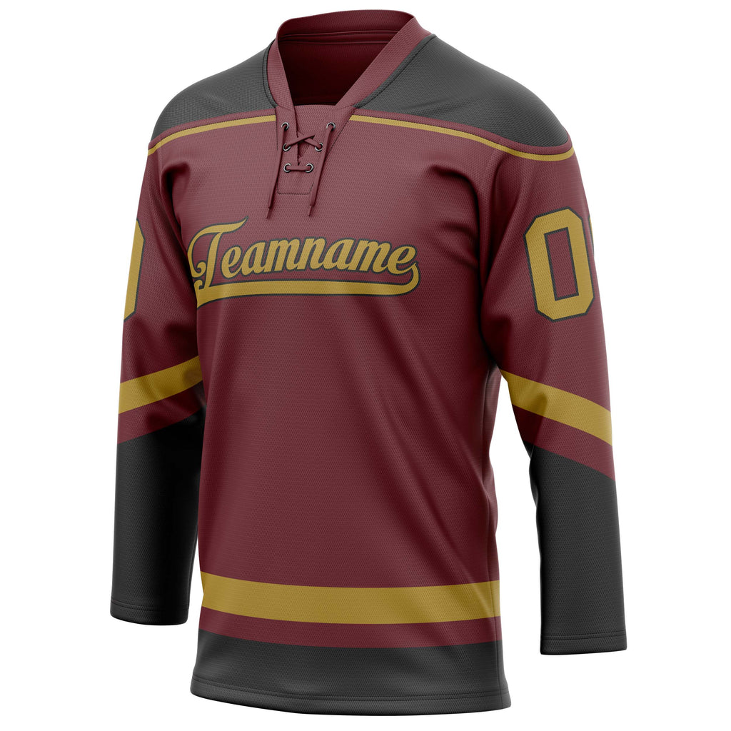 Personalized Brown & Old Gold Solid Colour Hockey Jersey