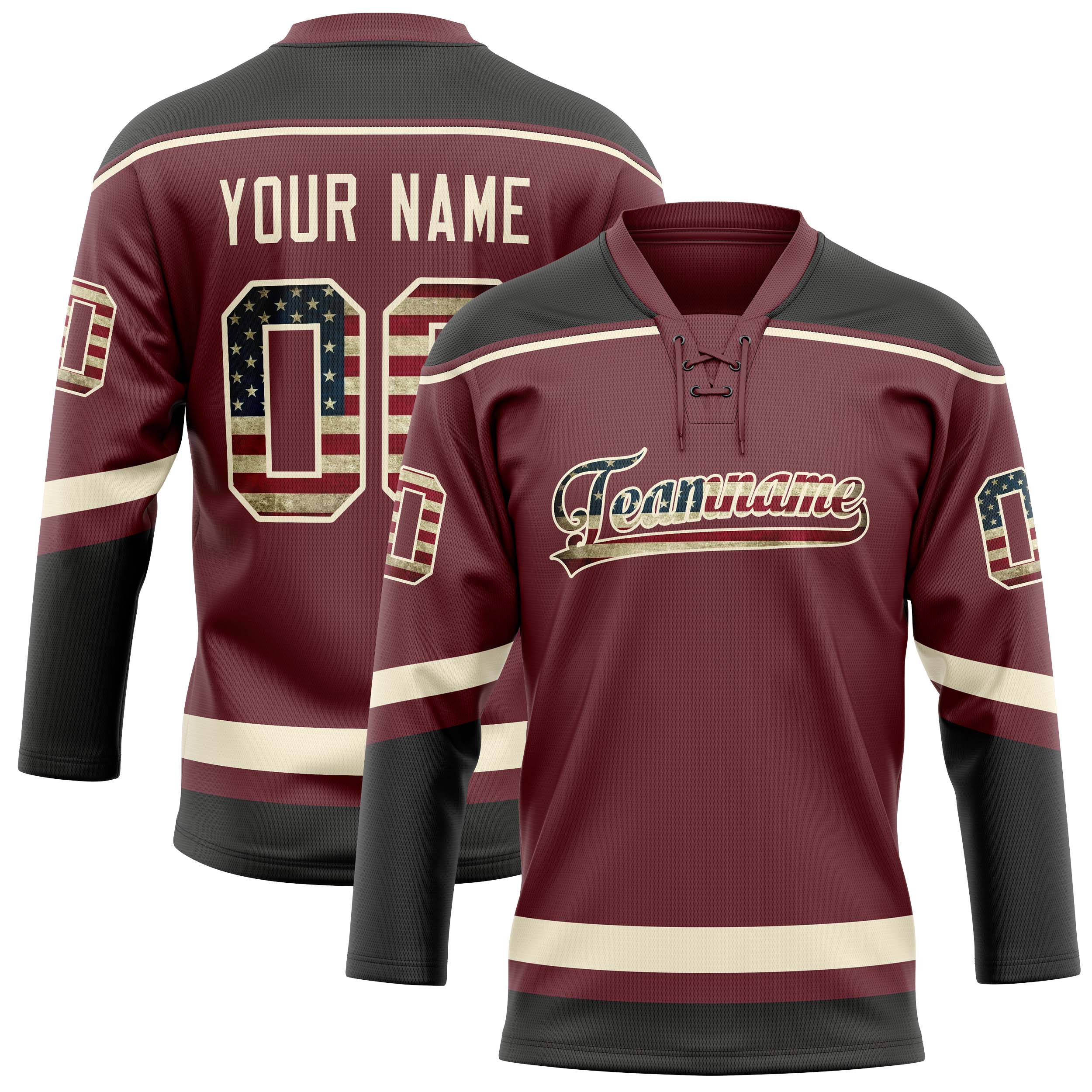 Personalized Brown & Cream Solid Colour Hockey Jersey