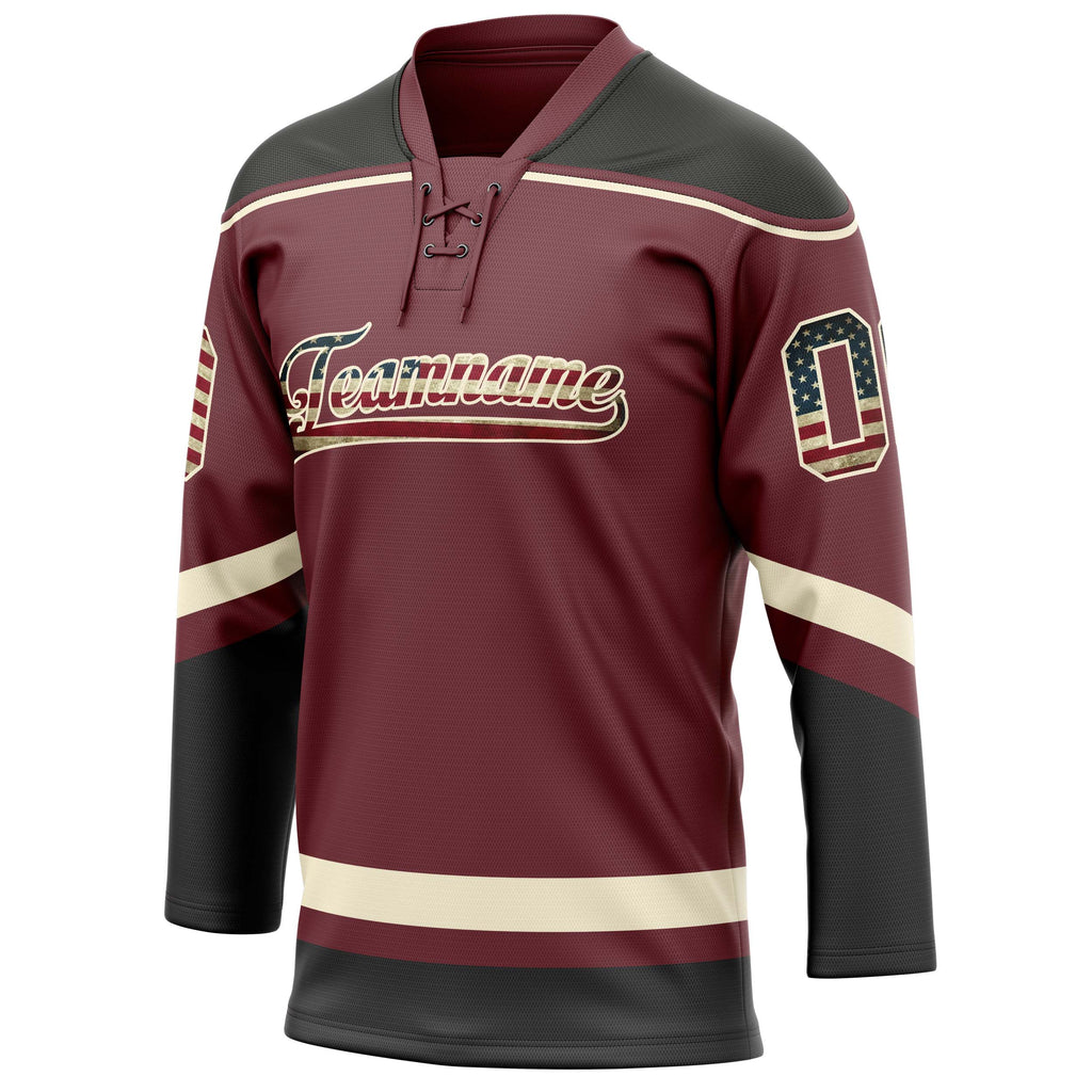 Personalized Brown & Cream Solid Colour Hockey Jersey
