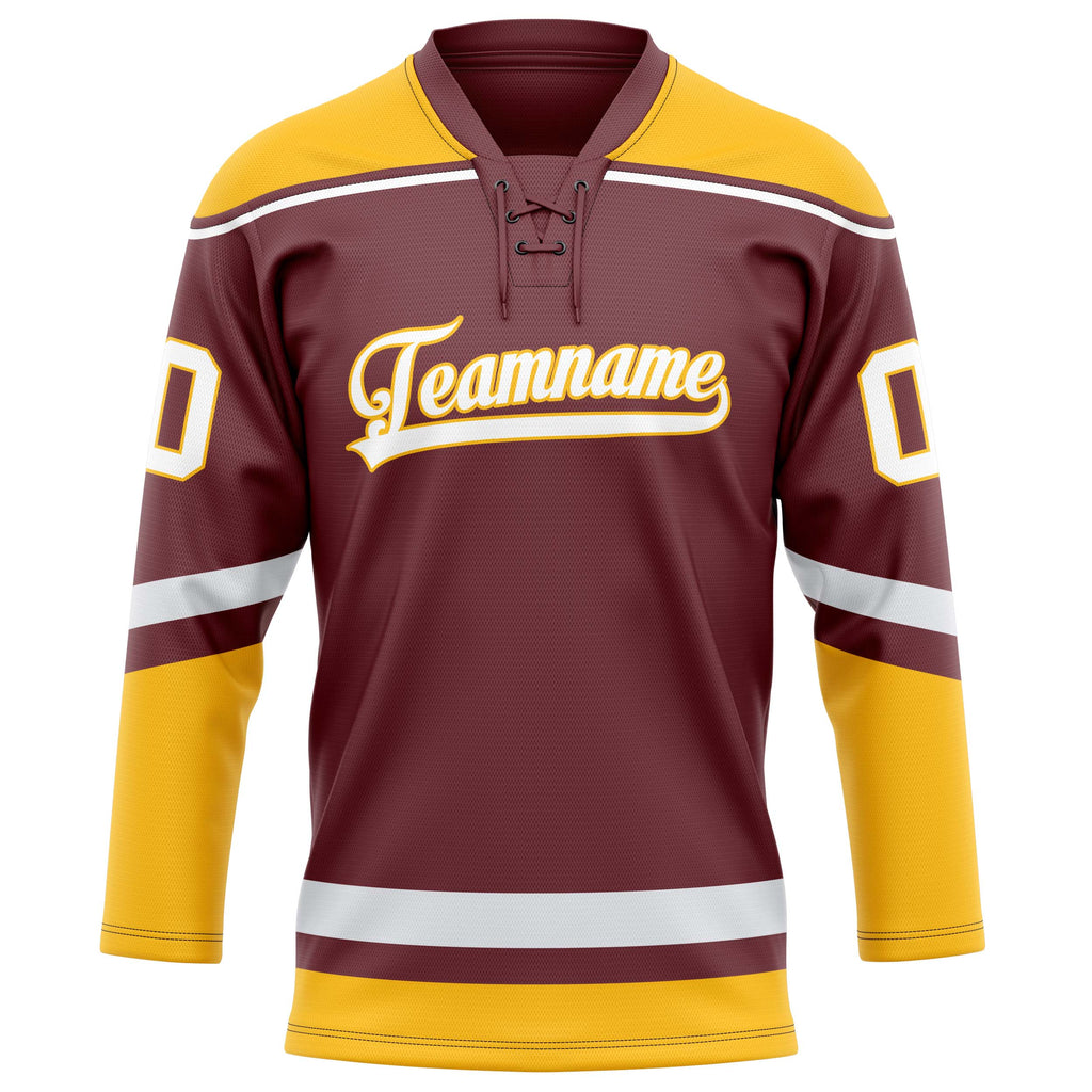 Personalized Brown & Gold Solid Colour Hockey Jersey