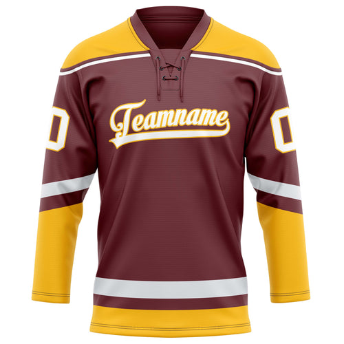 Personalized Brown & Gold Solid Colour Hockey Jersey