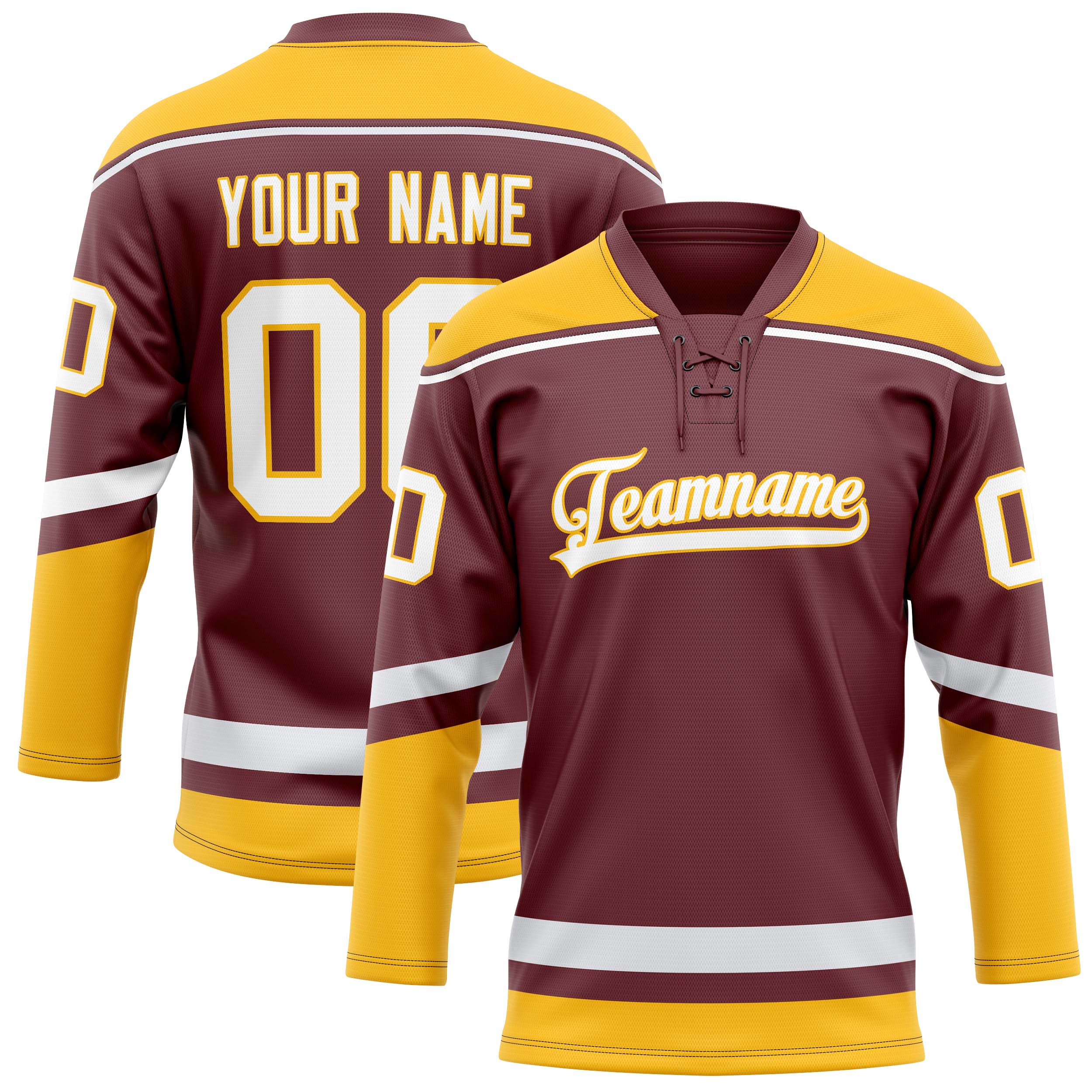 Personalized Brown & Gold Solid Colour Hockey Jersey