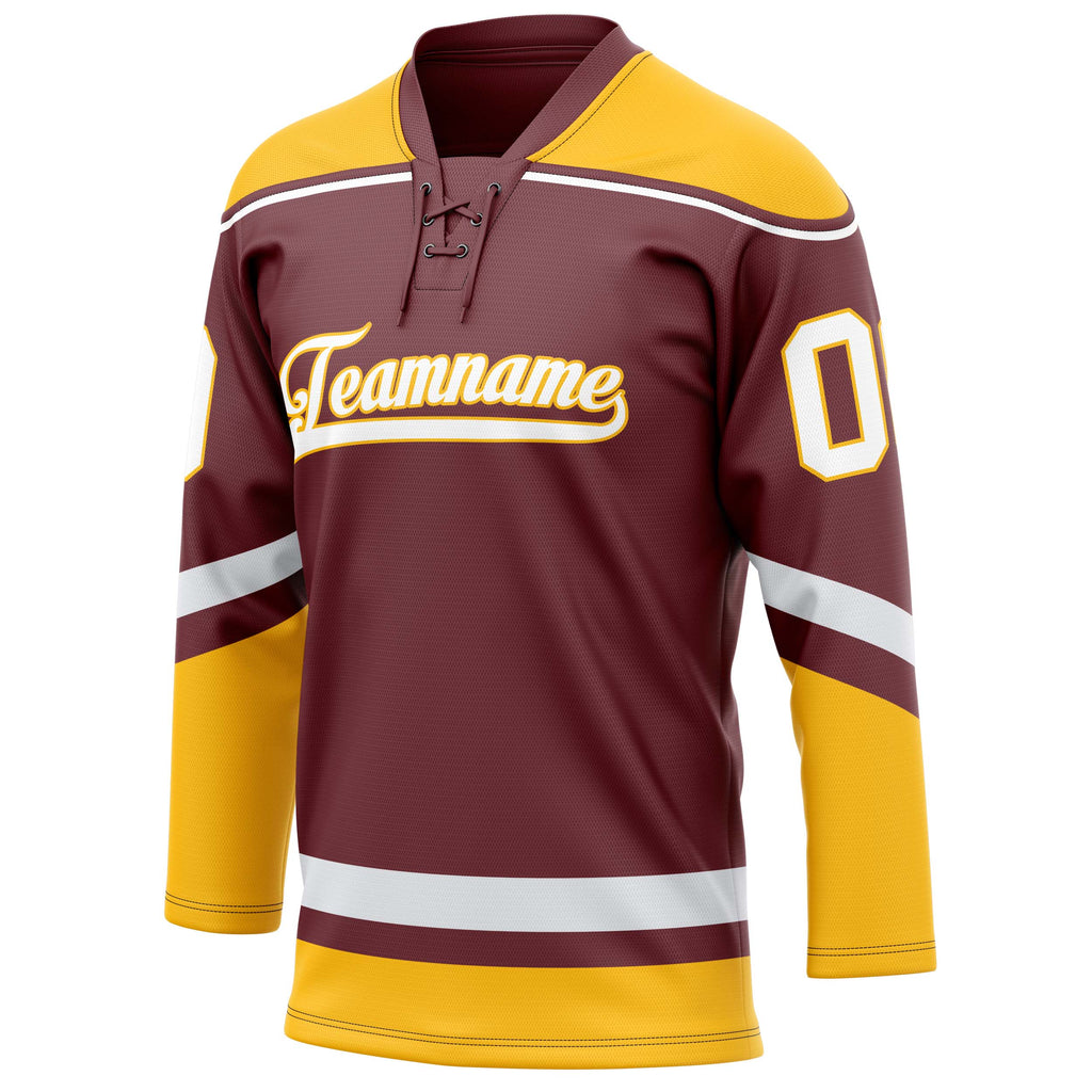 Personalized Brown & Gold Solid Colour Hockey Jersey