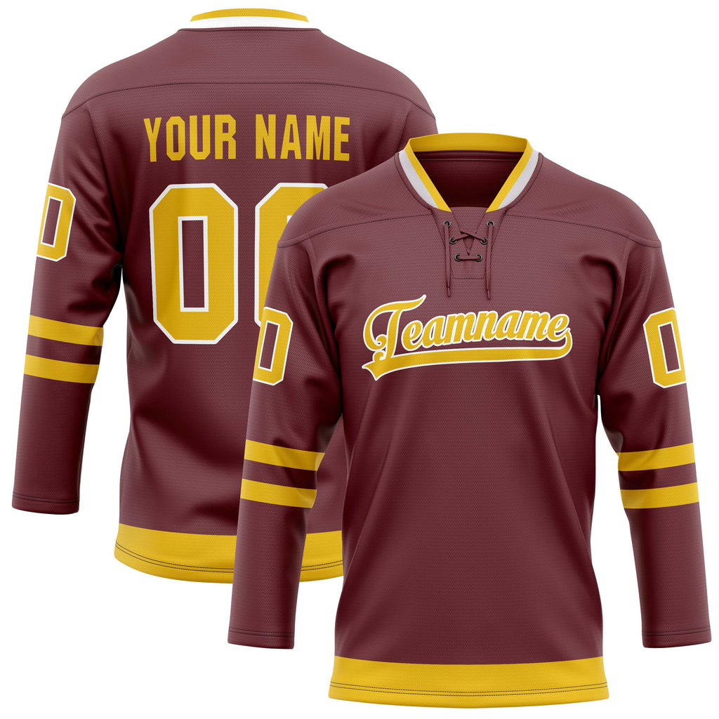 Personalized Brown & Gold Solid Colour Hockey Jersey