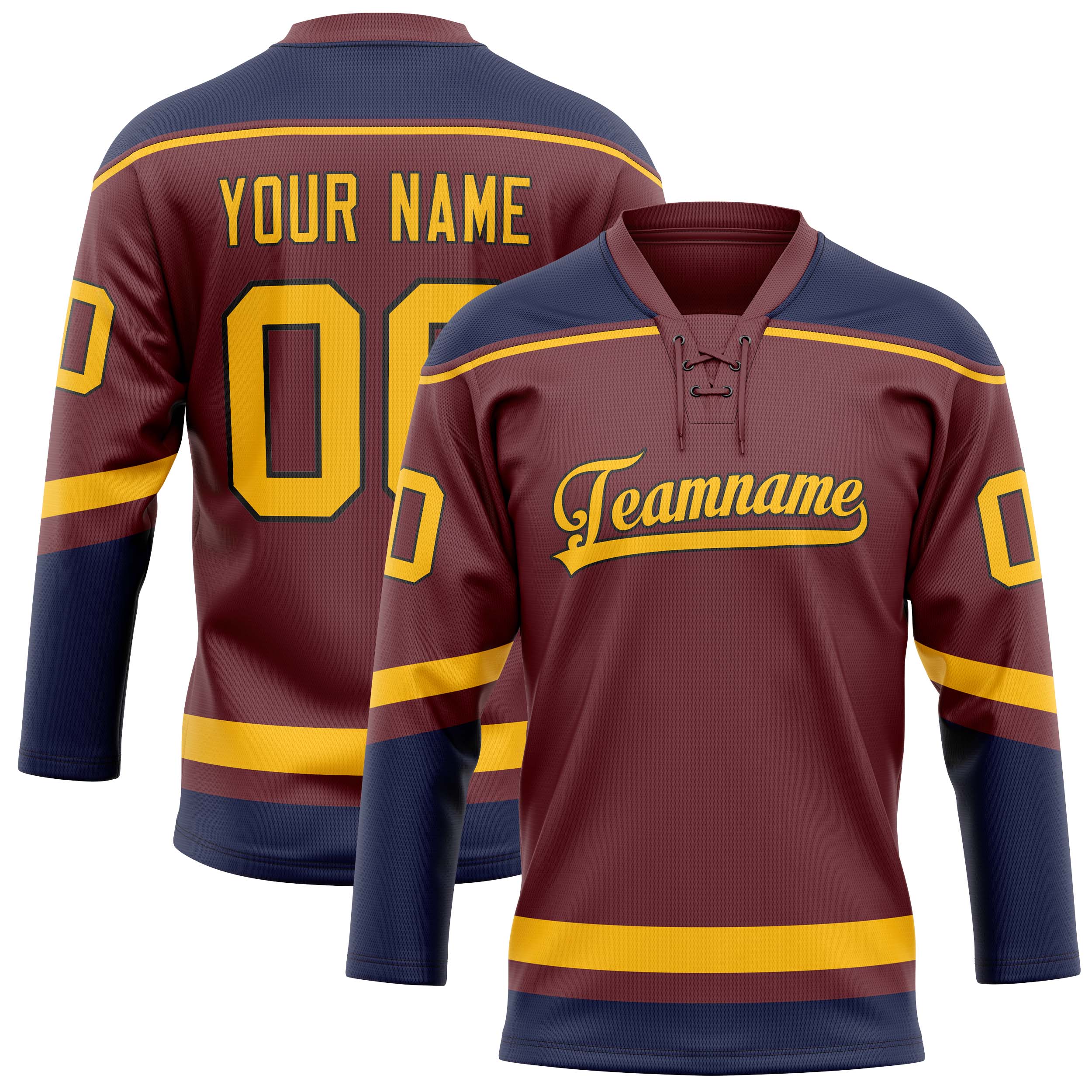 Personalized Brown & Navy Solid Colour Hockey Jersey