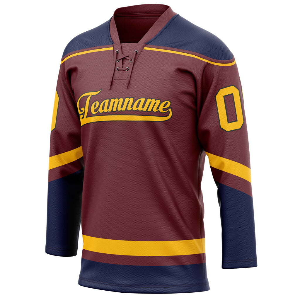 Personalized Brown & Navy Solid Colour Hockey Jersey