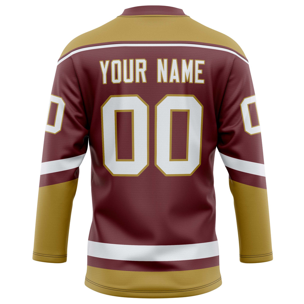 Personalized Brown & Old Gold Solid Colour Hockey Jersey