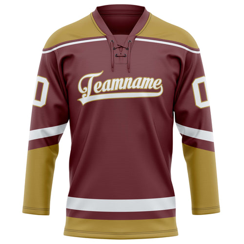 Personalized Brown & Old Gold Solid Colour Hockey Jersey