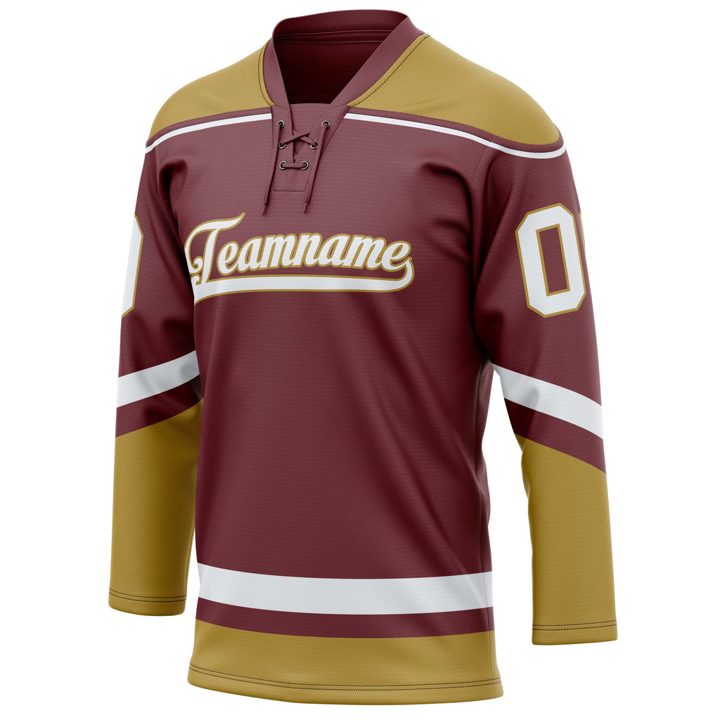 Personalized Brown & Old Gold Solid Colour Hockey Jersey