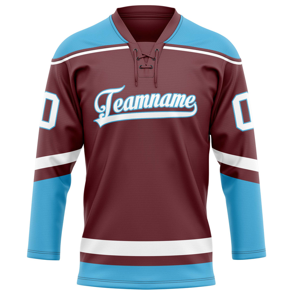 Personalized Brown & Blue Solid Colour Hockey Jersey