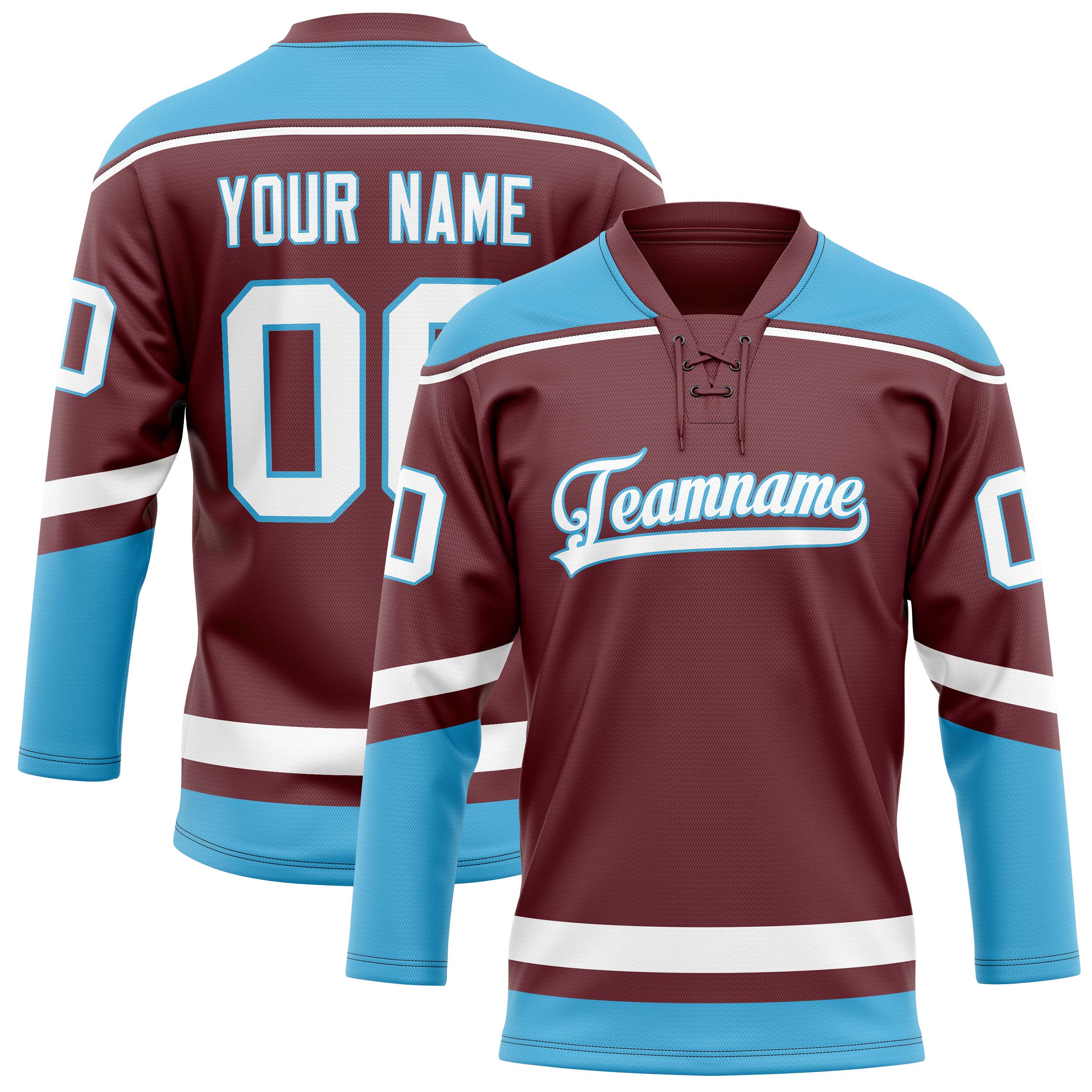 Personalized Brown & Blue Solid Colour Hockey Jersey