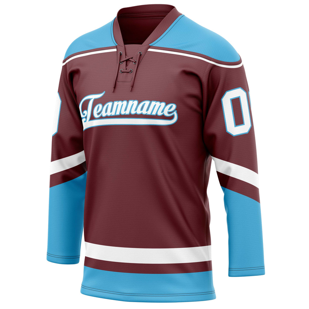 Personalized Brown & Blue Solid Colour Hockey Jersey