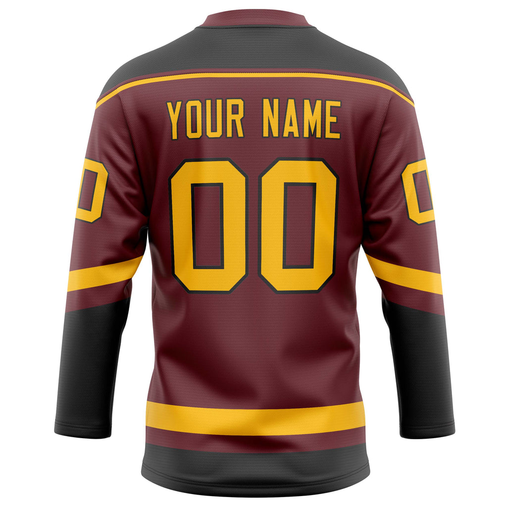 Personalized Brown & Gold Solid Colour Hockey Jersey