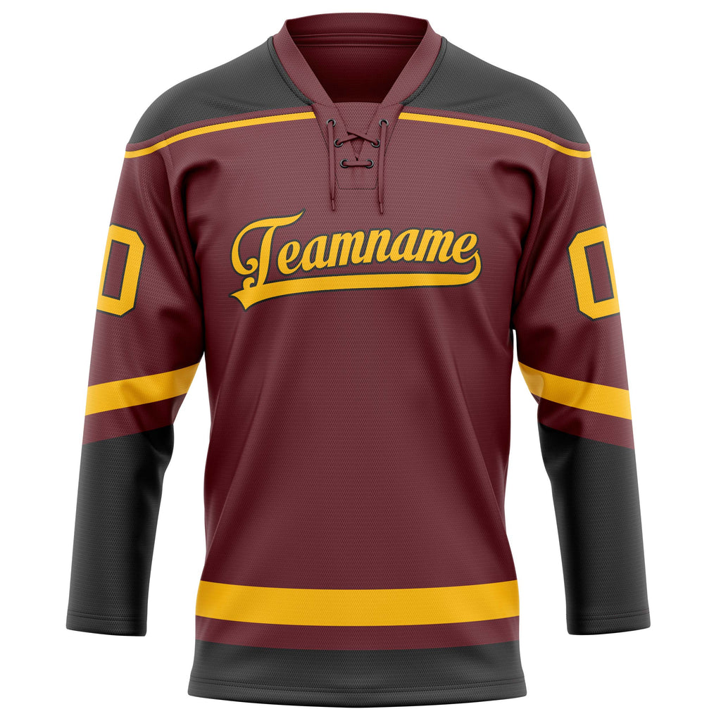 Personalized Brown & Gold Solid Colour Hockey Jersey