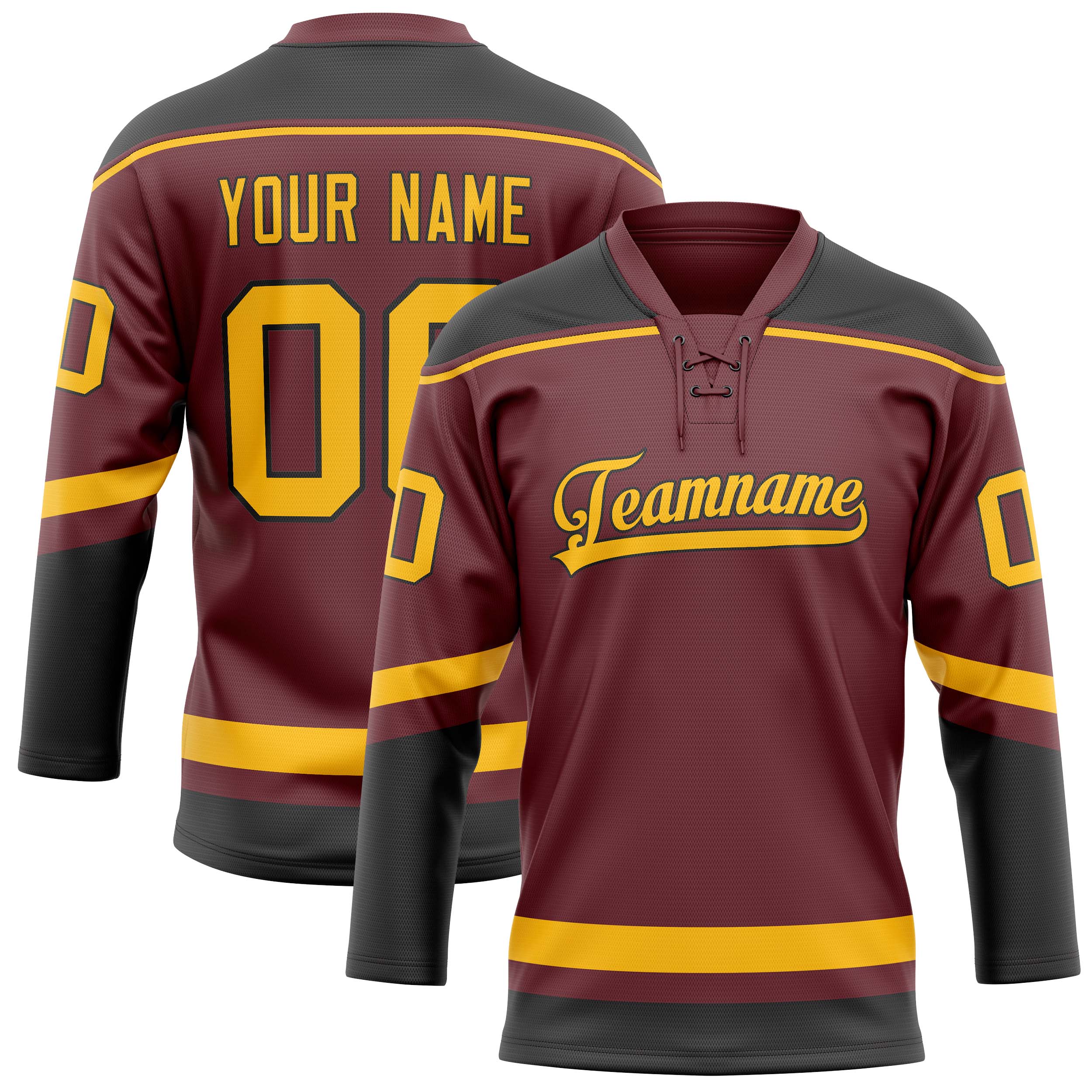 Personalized Brown & Gold Solid Colour Hockey Jersey