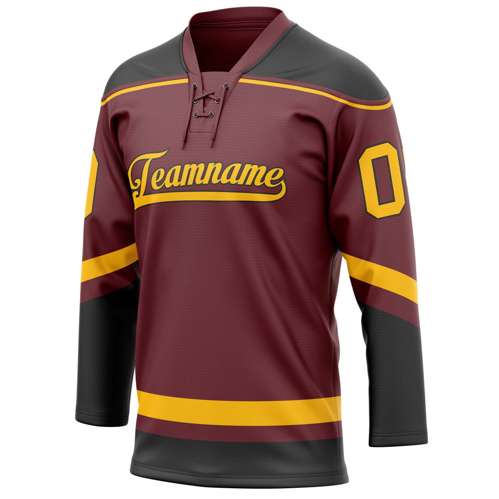 Personalized Brown & Gold Solid Colour Hockey Jersey