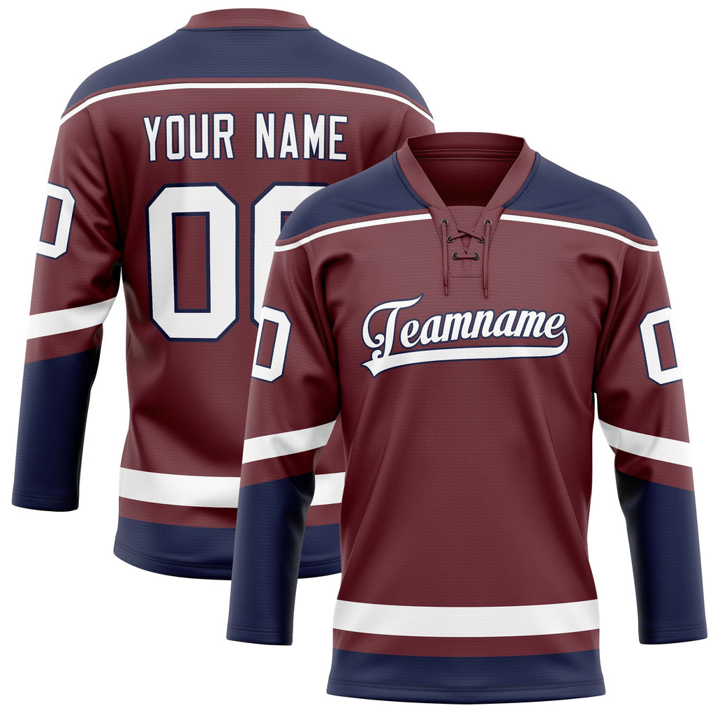 Personalized Brown & Navy Solid Colour Hockey Jersey