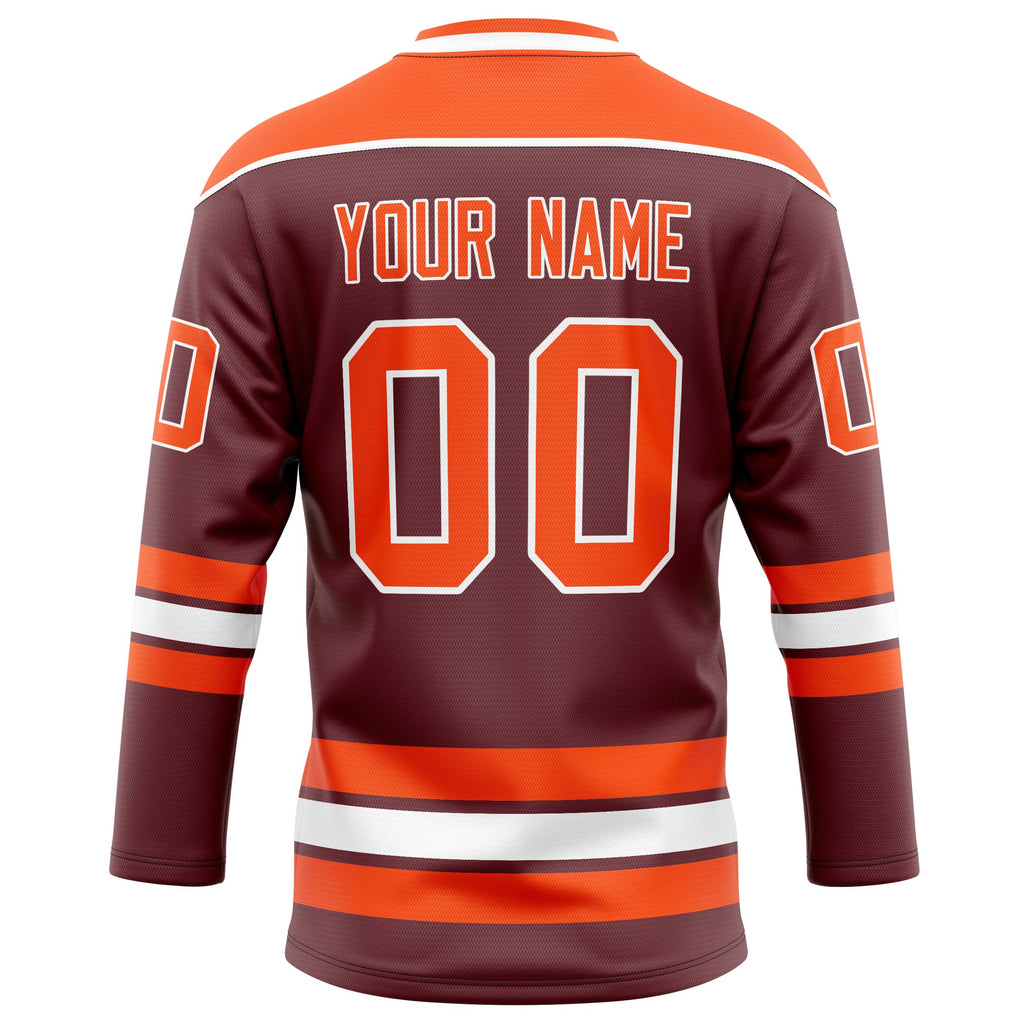 Personalized Brown & Orange Solid Colour Hockey Jersey