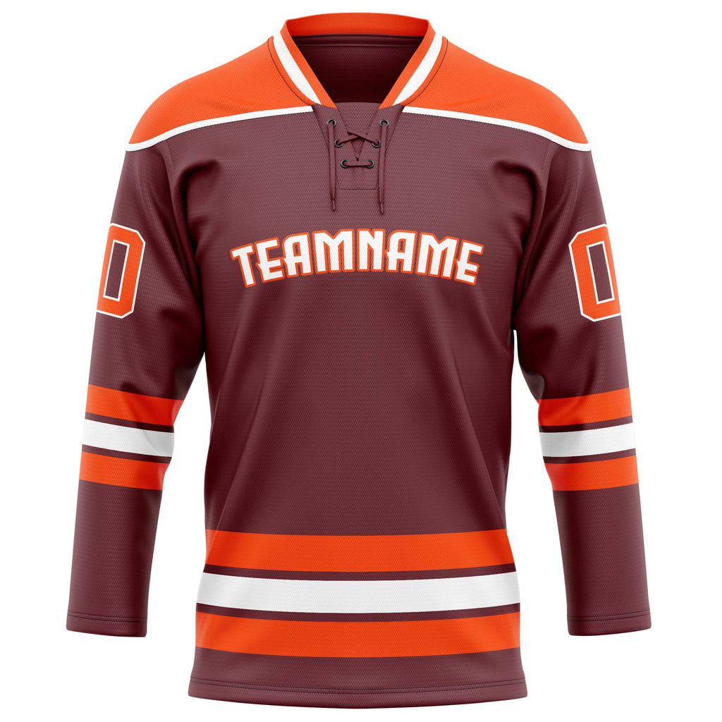 Personalized Brown & Orange Solid Colour Hockey Jersey