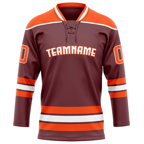 Personalized Brown & Orange Solid Colour Hockey Jersey