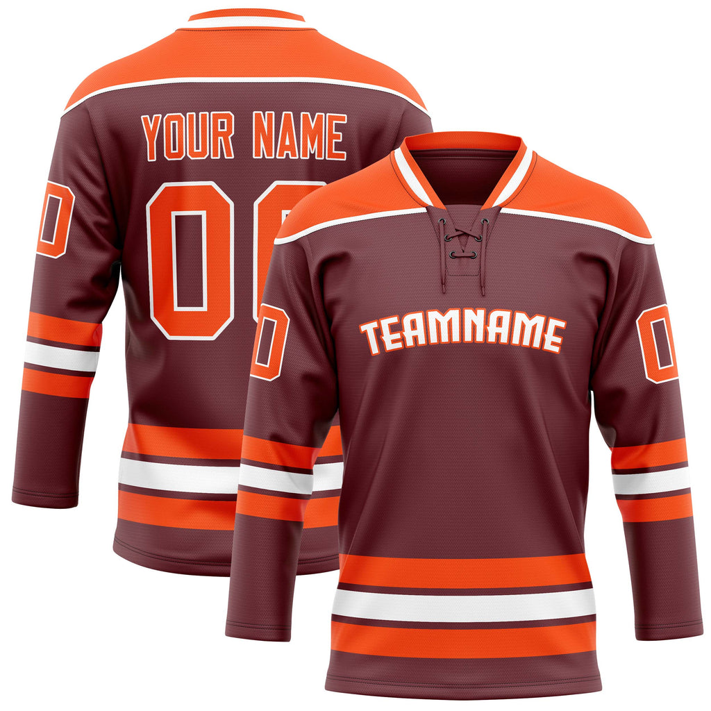 Personalized Brown & Orange Solid Colour Hockey Jersey